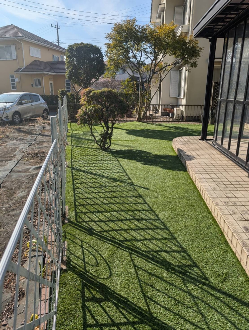 埼玉県白岡市｜20㎜人工芝施工+抜根